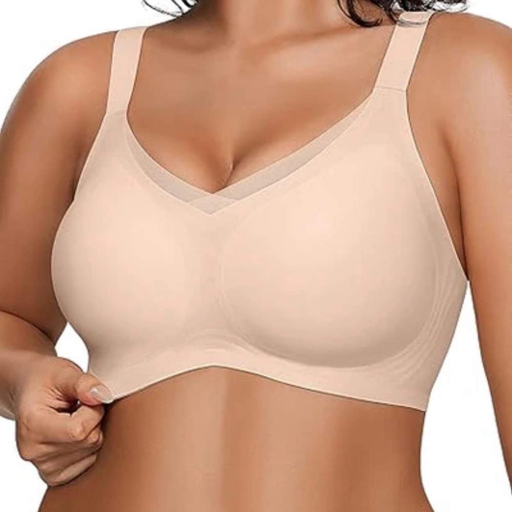 NWT OEAK V Mesh Wireless Nude Bra XL